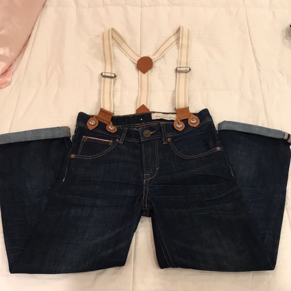 Boys H&M jeans with suspenders sz 7/8